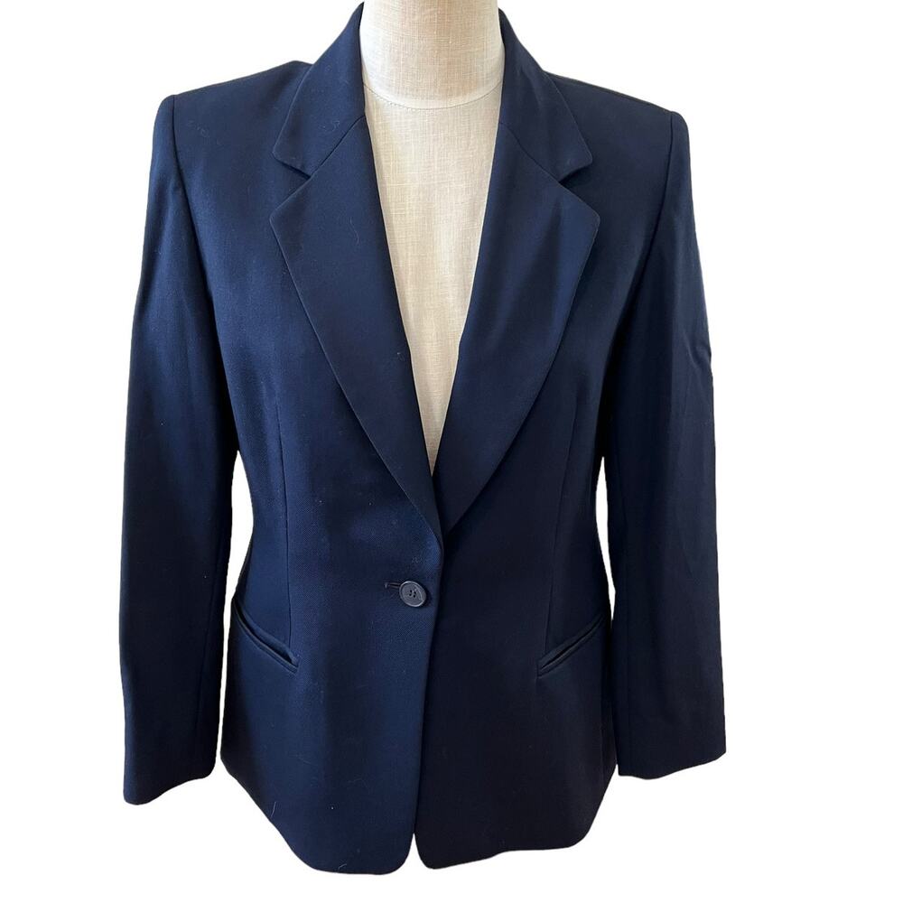 Pendleton Ladies Tailored Wool Blazer Navy Blue 8